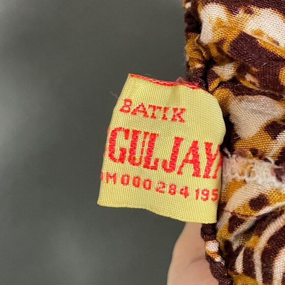 Batik Lounge Pants Brown Abstract Pattern Stretch Waist Ankles Boho Hippie - Picture 8 of 12